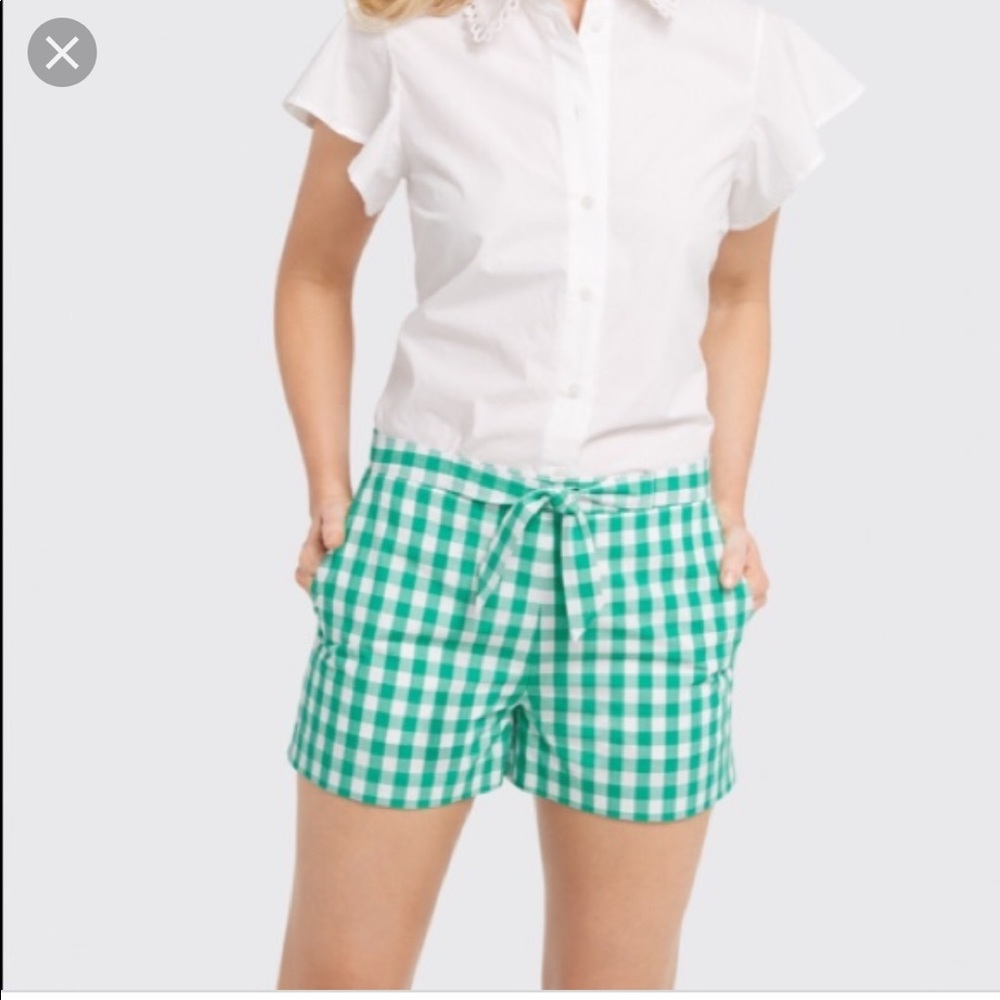 Draper James Green Gingham Shorts